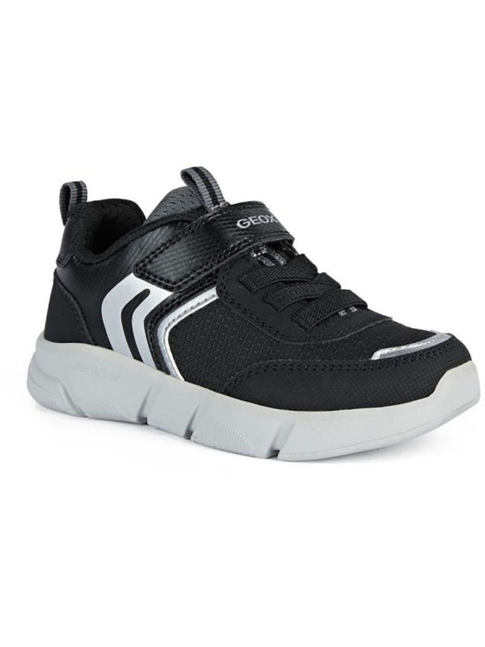 Size 3 Youth Geox Kids' Black and Gray Sneakers